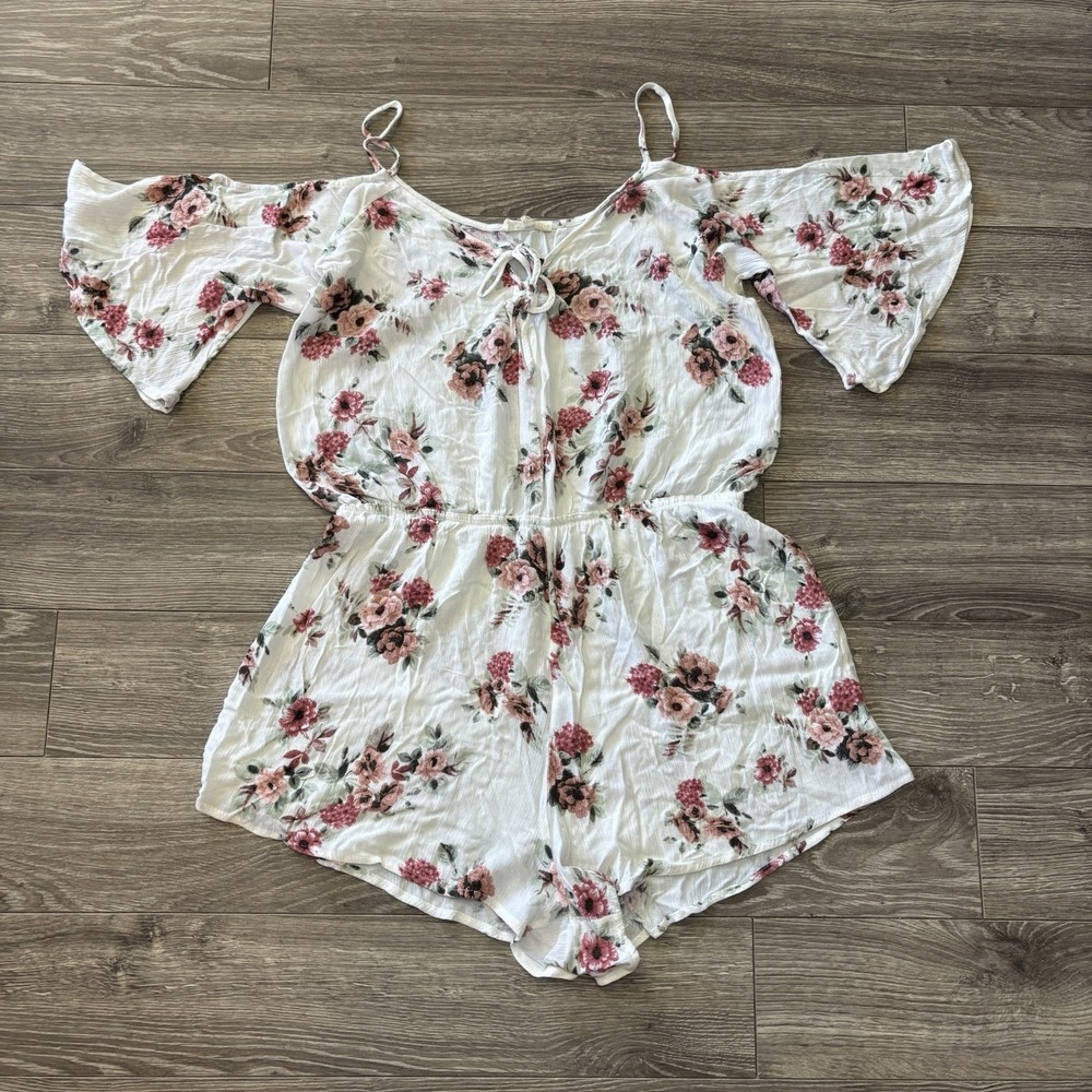 L.A. Hearts Boho Ballerina Lightweight Floral‎ Romper Mini Tiered Womens M